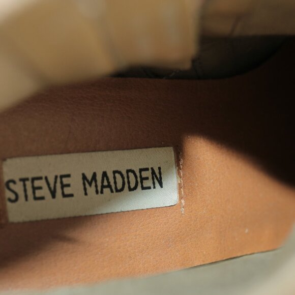 Steve Madden Womens Faander Boot Size 8.5 Tan Taupe Suede Block Heel Bootie - Picture 9 of 11